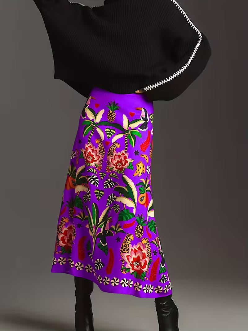 Tropical Rio Floral A-Line Skirt