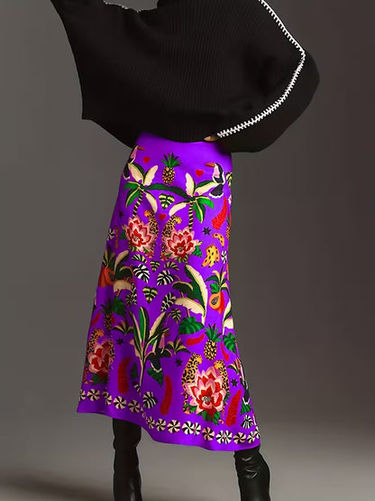 Tropical Rio Floral A-Line Skirt