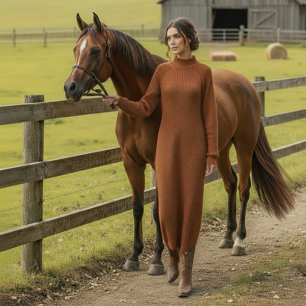 Turtleneck Raglan Sleeve Sweater Dress