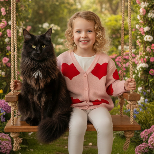 Heart Knitted Girls Cardigan