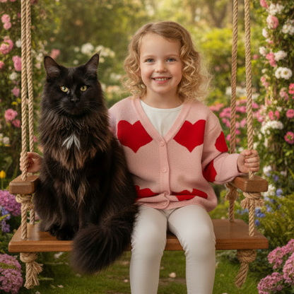 Heart Knitted Girls Cardigan