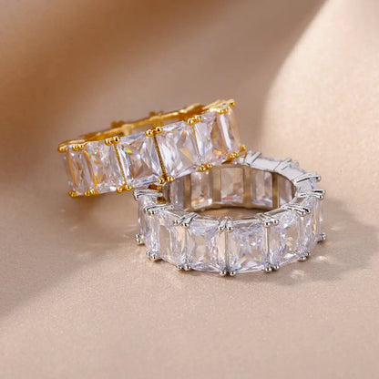 Rectangle Chunky Zircon Rings