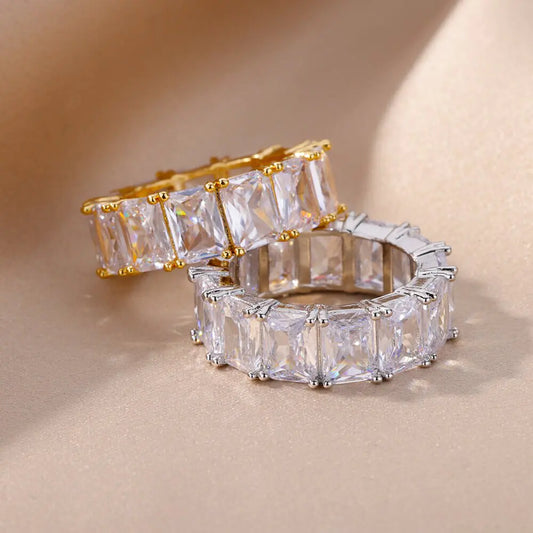 Rectangle Chunky Zircon Rings