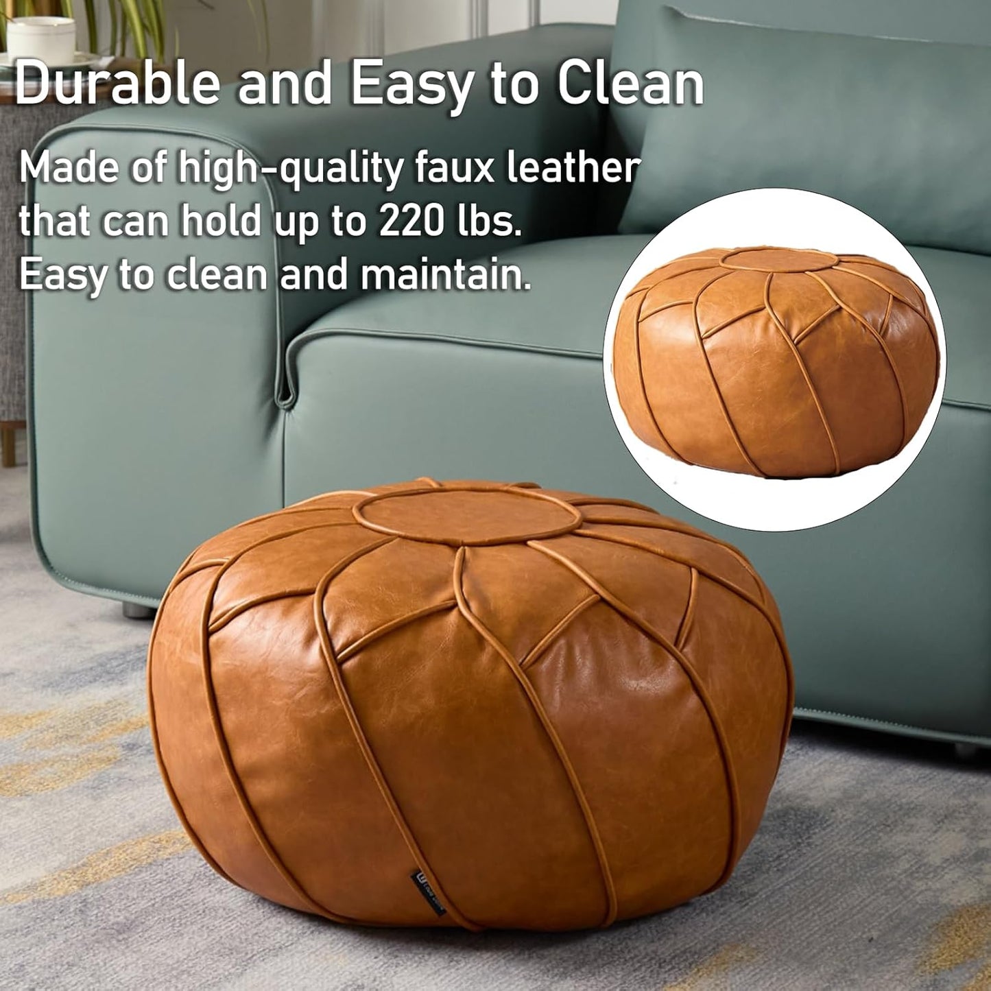 Moroccan Dual Purpose Vegan Leather Ottoman