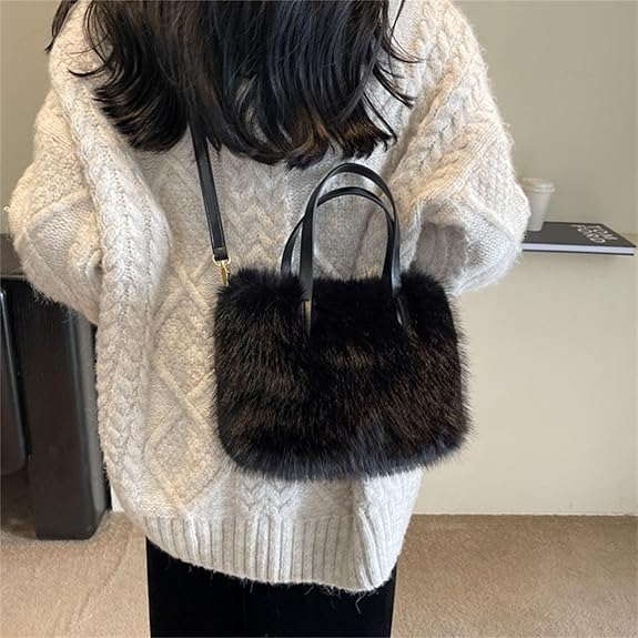 Faux Fox Fur Crossbody Tote Bags