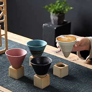 Stoneware Espresso Ceramic Cone Cup and Base