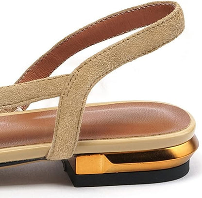 Chunky Buckle Slingback Sandals