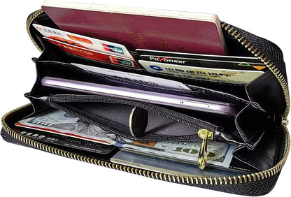 OX KNIGHT Cowhide Leather Multifunctional Zip Wallets