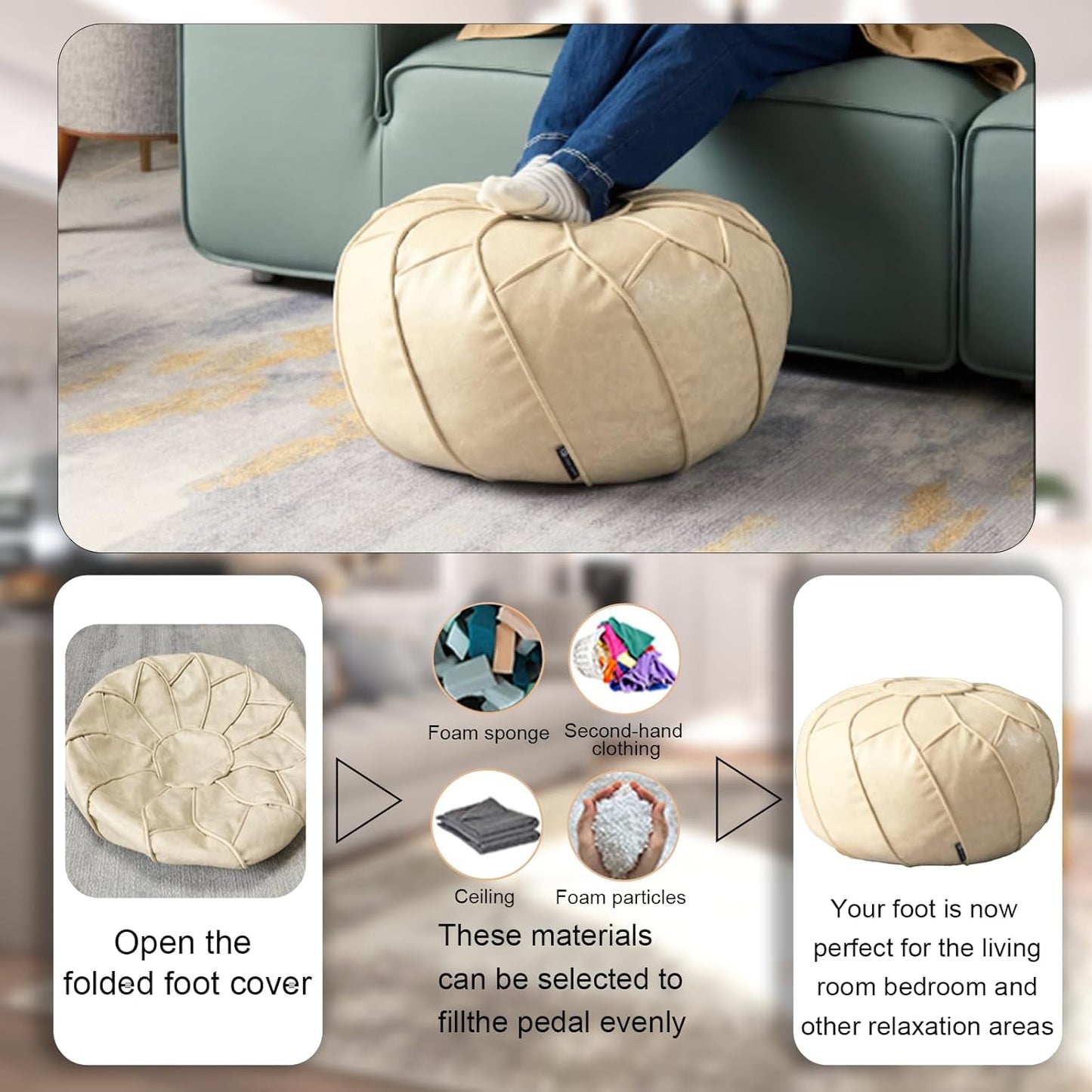 Moroccan Dual Purpose Vegan Leather Ottoman