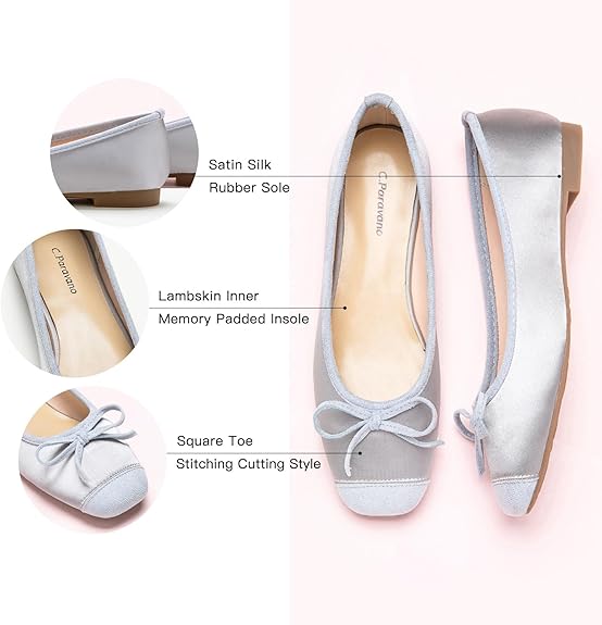 Paravano Satin Bowtie Ballet Flats