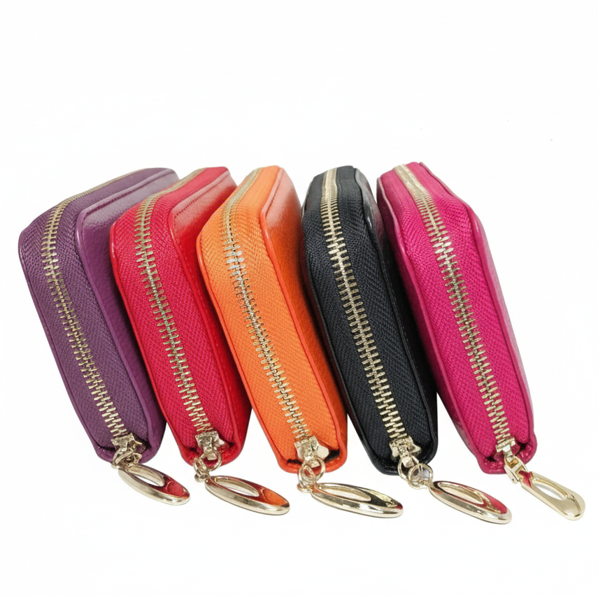 OX KNIGHT Cowhide Leather Multifunctional Zip Wallets