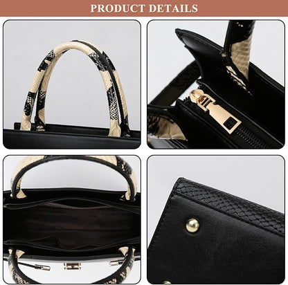 Birkin Inspired Genuine Leather Handbag - Dual Tone Snake Edition