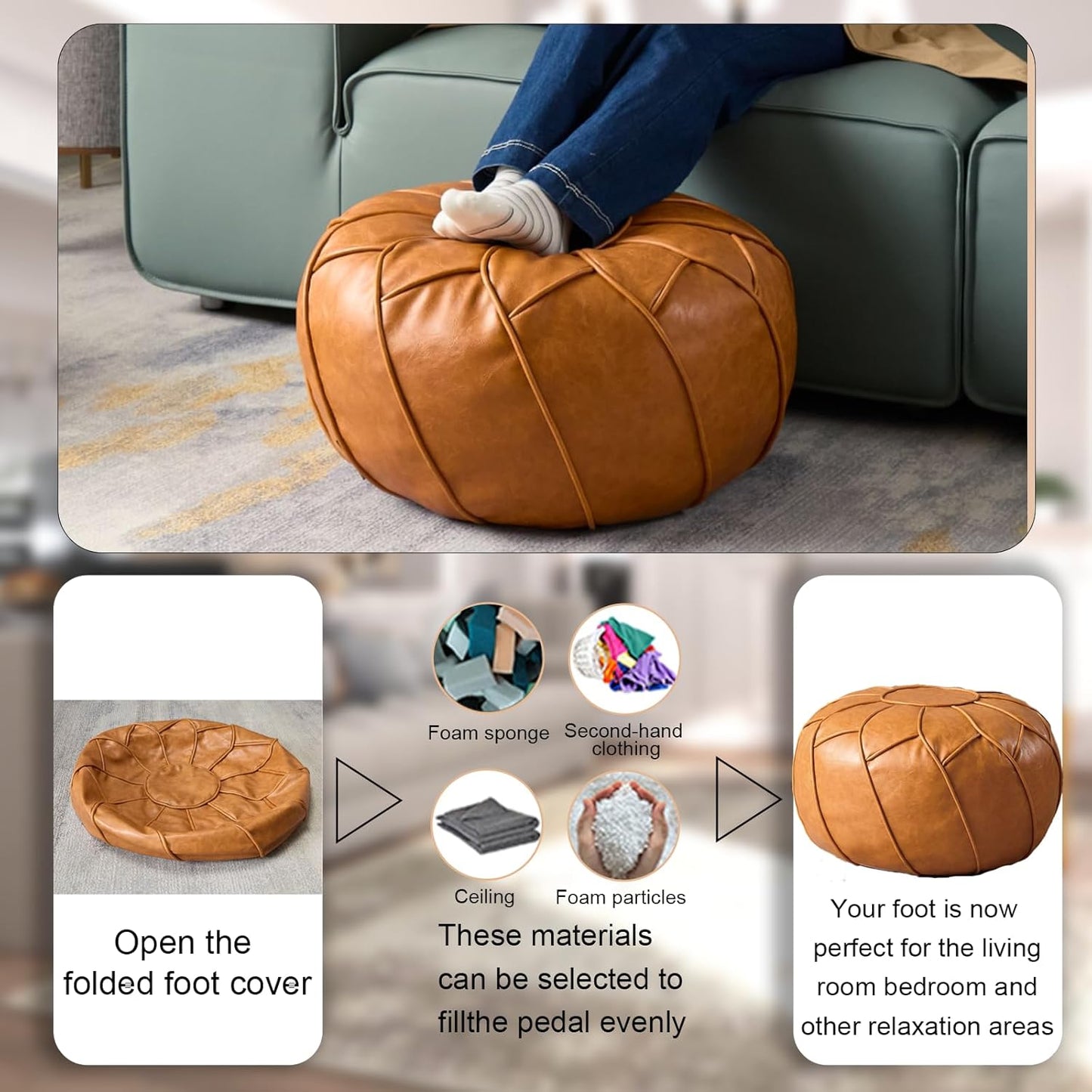 Moroccan Dual Purpose Vegan Leather Ottoman