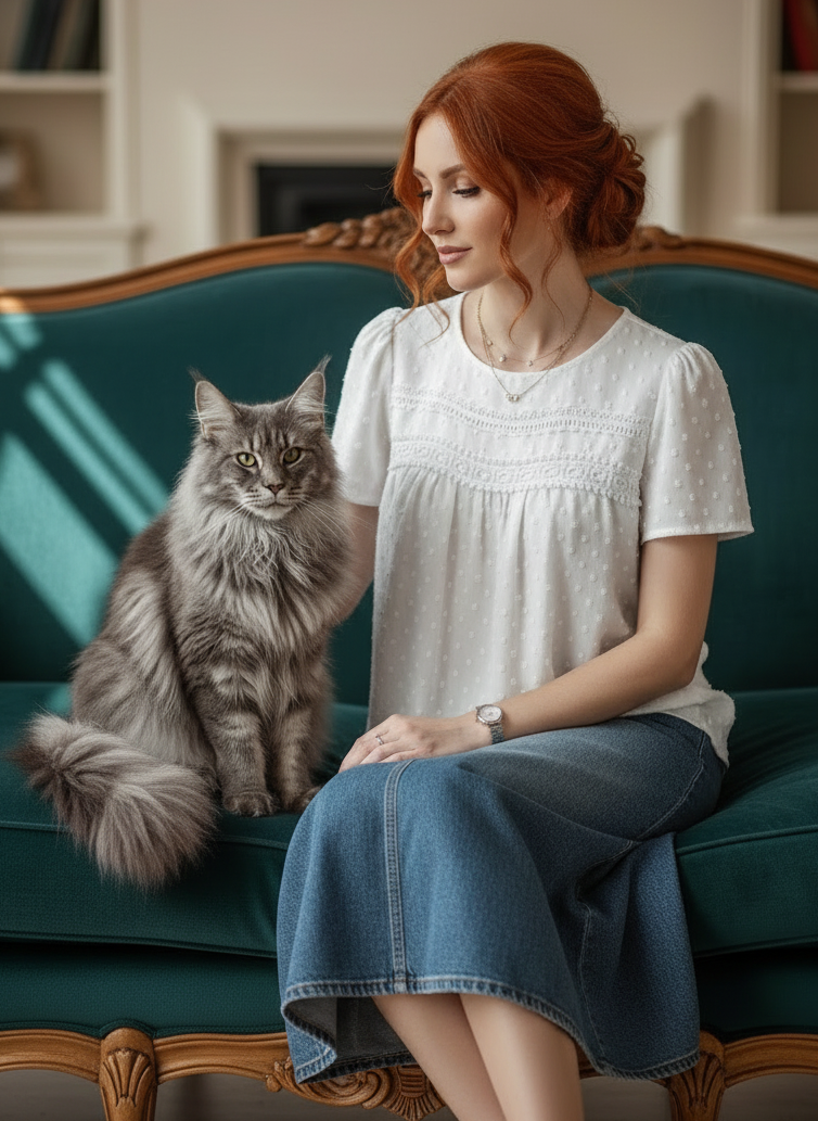 Polka Dot Textured Short Sleeved Blouse Top