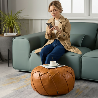 Moroccan Dual Purpose Vegan Leather Ottoman