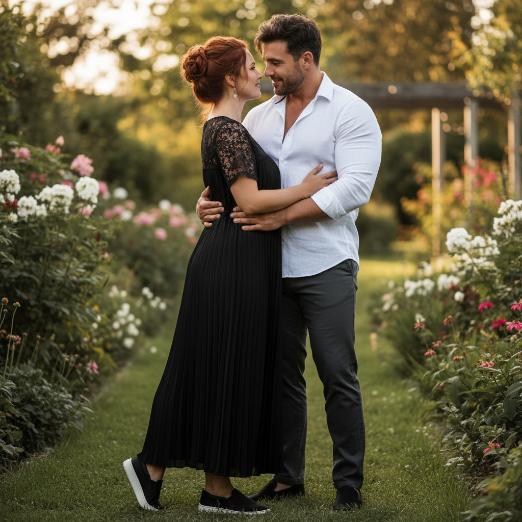 Plus Size Elegant Lace Trim Pleated Dress