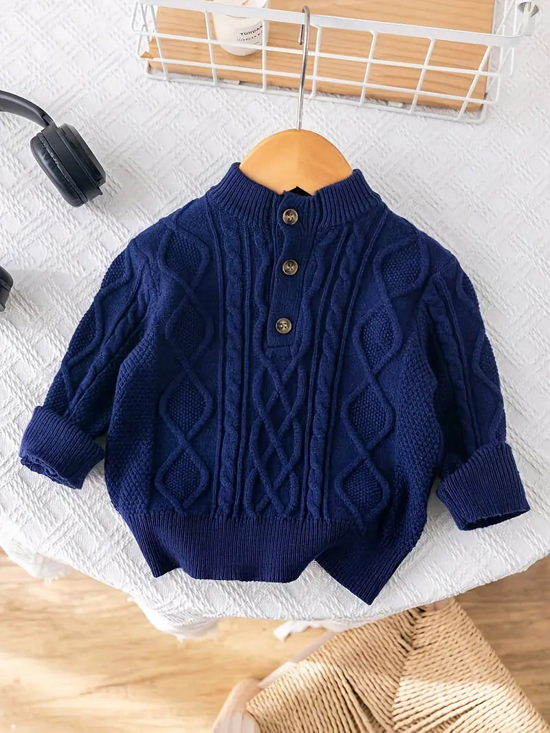 Polo Navy Blue Acrylic Knit Pullover Sweater