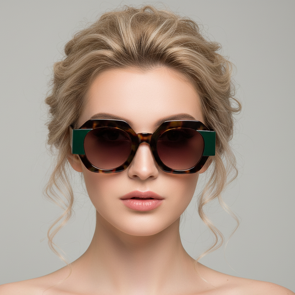 Ohemado Retro Flat-Top Round Designer Sunglasses