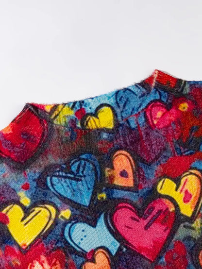 Graffiti Hearts Knit Pullover