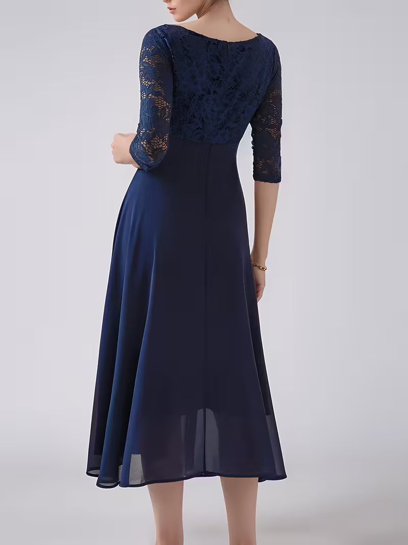 Vogue Chiffon Lace Midi Dress