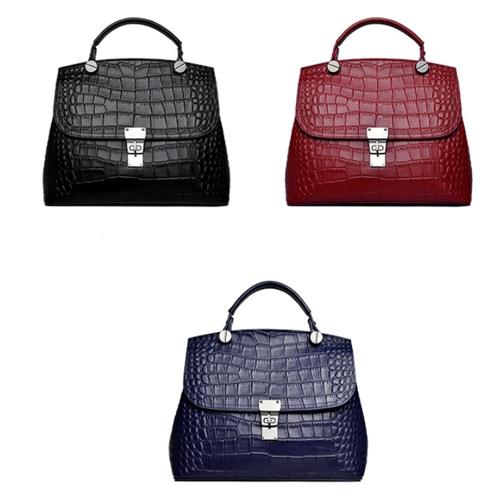 New European Leather Crocodile Crossbody Handbag
