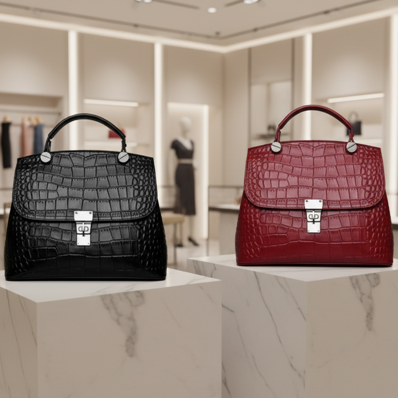 New European Leather Crocodile Crossbody Handbag