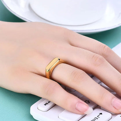 18K Gold Plated Titanium Square Ring