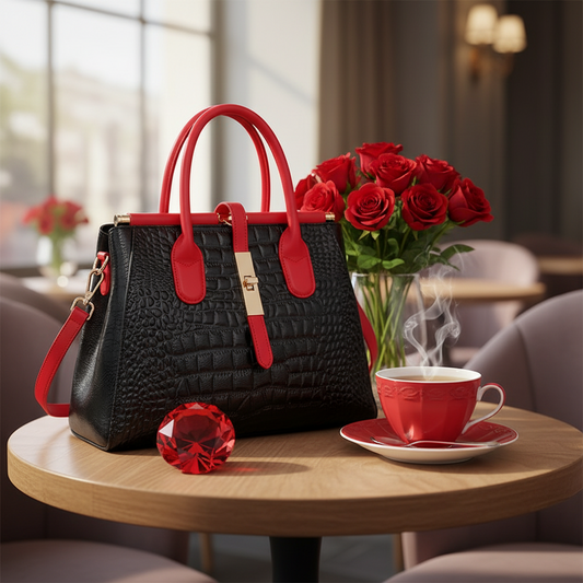 Maison Noir Leather Alligator-Embossed Chic Handbags