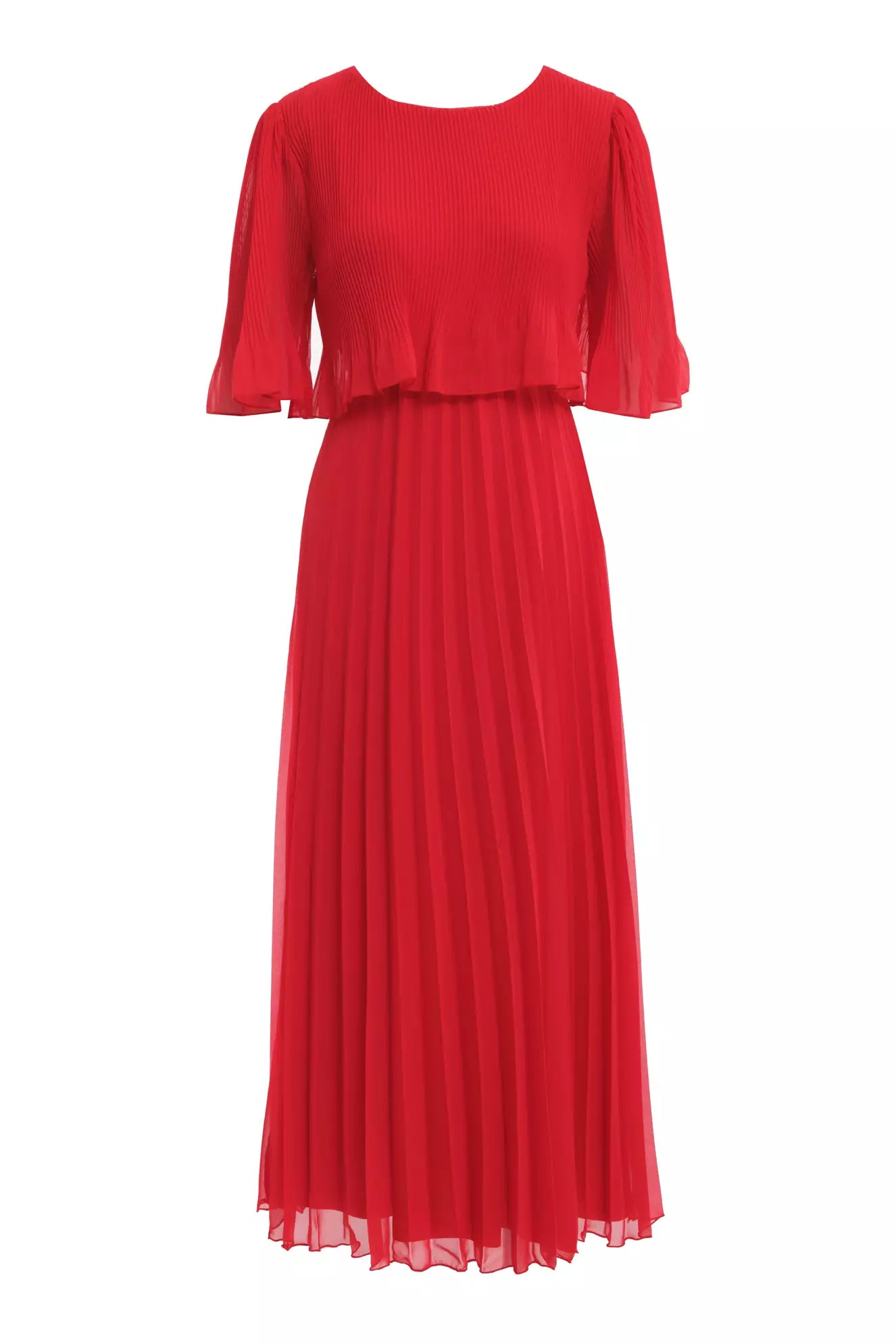 Valentina Ribbed Lightweight Pleated Maxi Dress