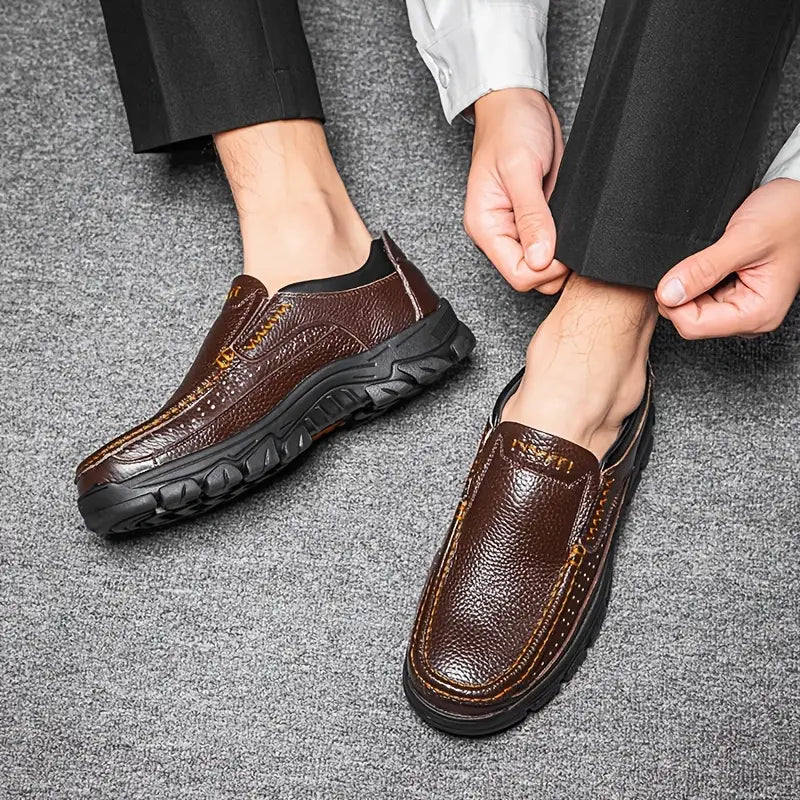 ONYX ASH Genuine Leather Slip-On Dress Shoes