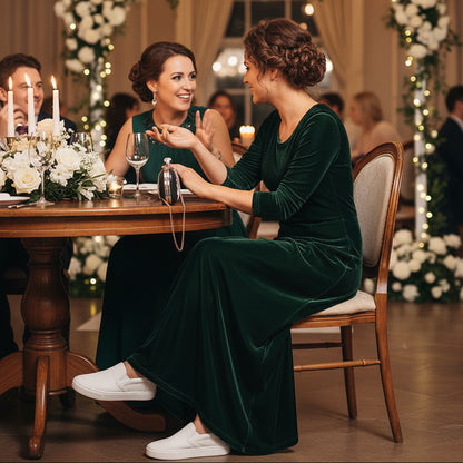 Velvet 3/4 Sleeve Midi Dress