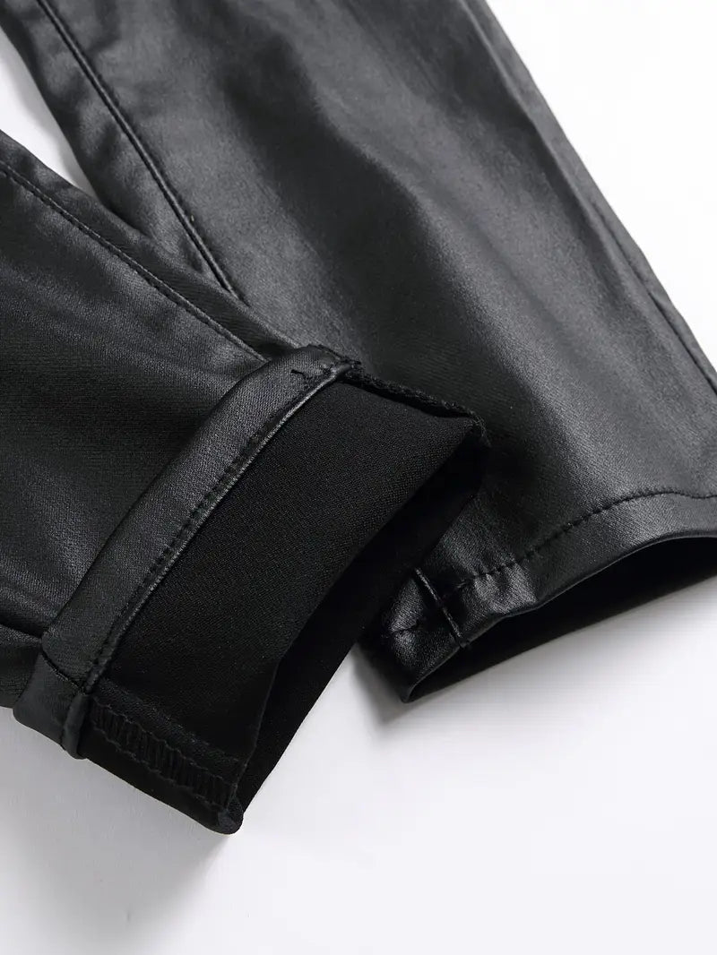 MACCO High-Stretch Vegan Leather Slim-Fit Jeans