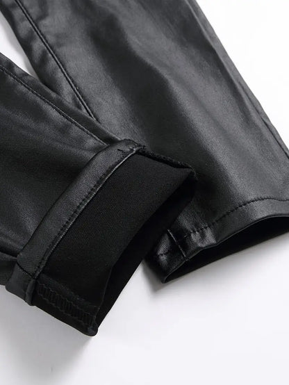 MACCO High-Stretch Vegan Leather Slim-Fit Jeans