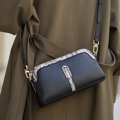 Birkin Inspired Genuine Leather Handbag - Dual Tone Snake Edition