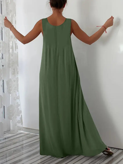 Plus Size A-Line Sleeveless Maxi Dresses