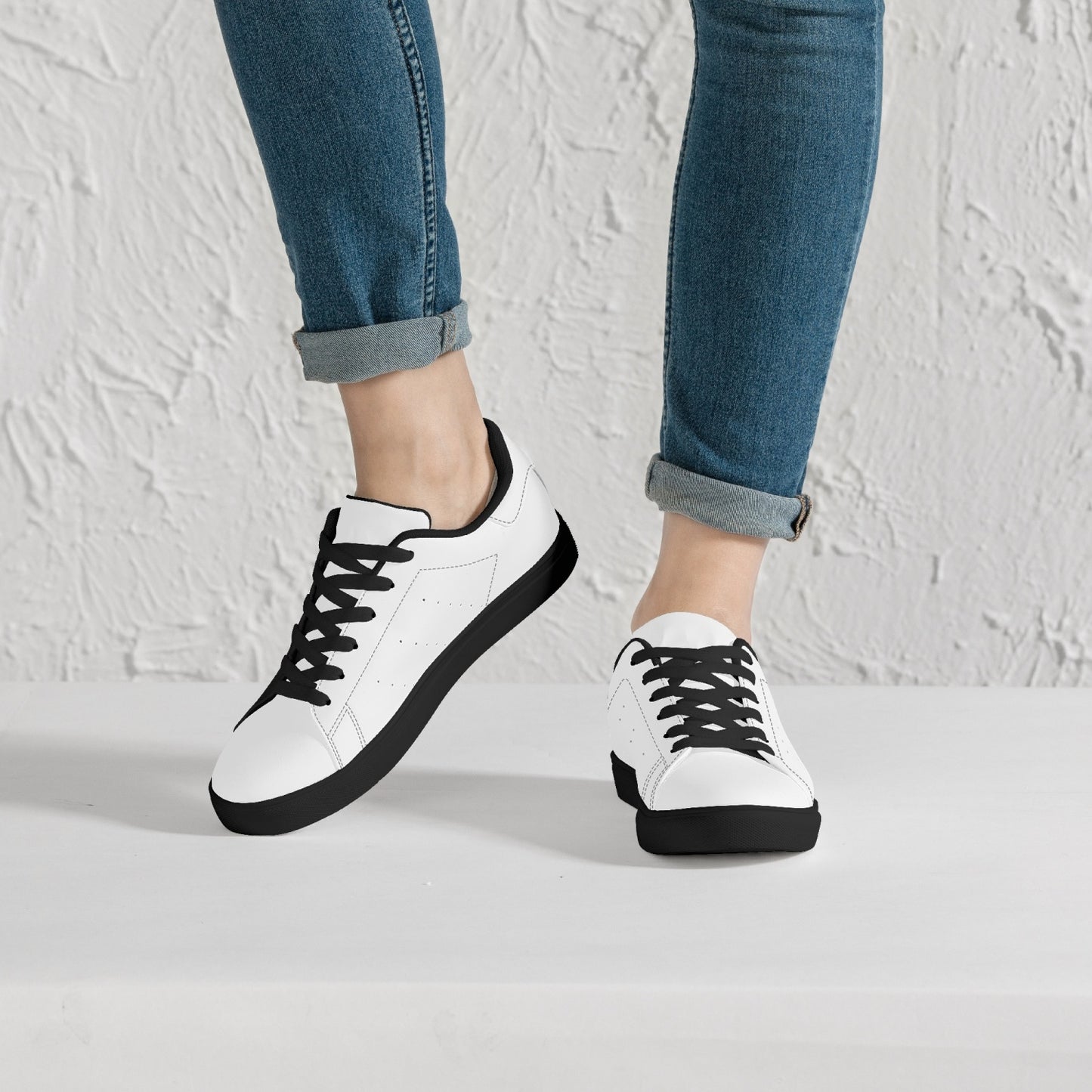 White Classic Low-Top Jensen Leather Sneakers