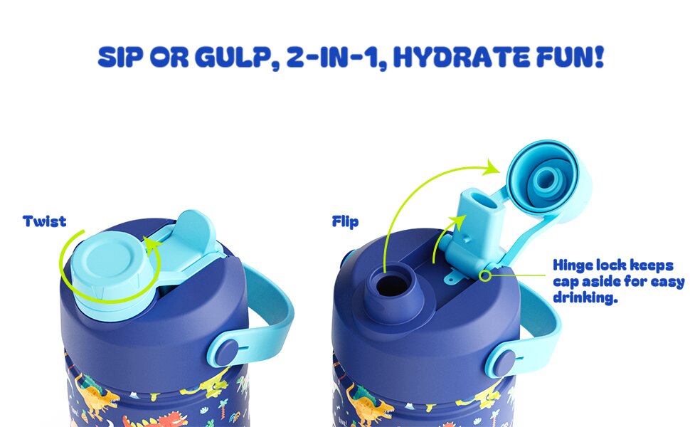 POWCAN Insulated 18oz Non-Slip, Stainless Steel Water Bottles