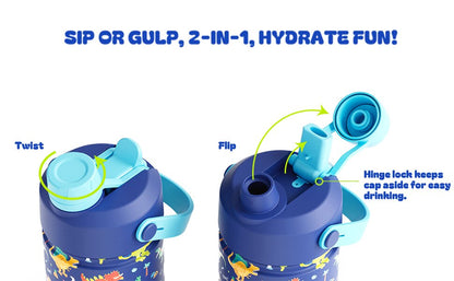 POWCAN Insulated 18oz Non-Slip, Stainless Steel Water Bottles