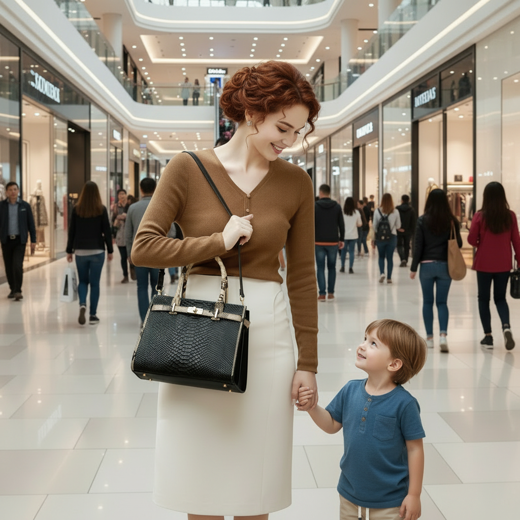 Birkin Inspired Genuine Leather Handbag - Dual Tone Snake Edition