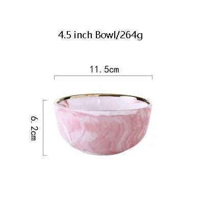 CasaVero's Pink Marble Gold Rim Dinnerware