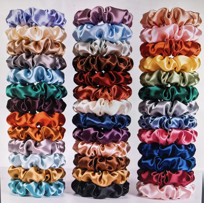 Bohemian Satin Thin Hair Scrunchies (19 Piece Set)