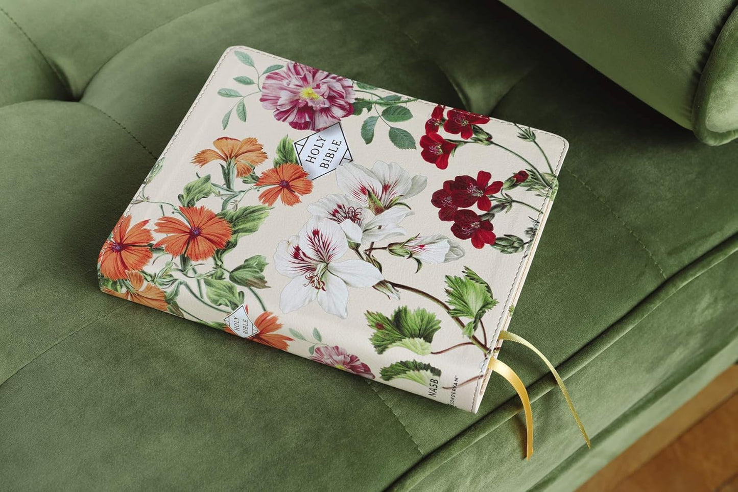 NASB Artisan Almond Floral Collection Bible