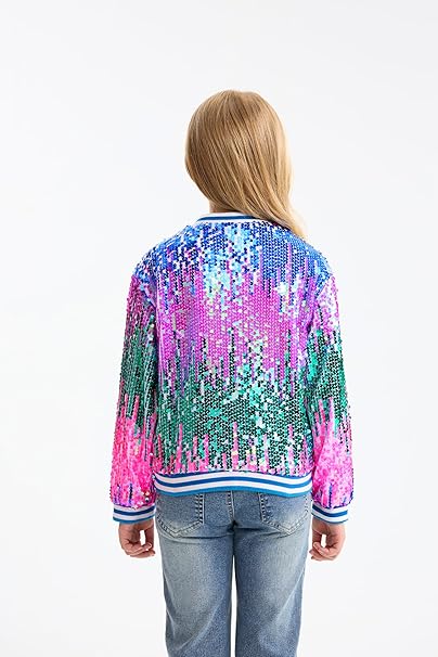 LOLANTA Girls Gradient Sequined Bomber Jackets