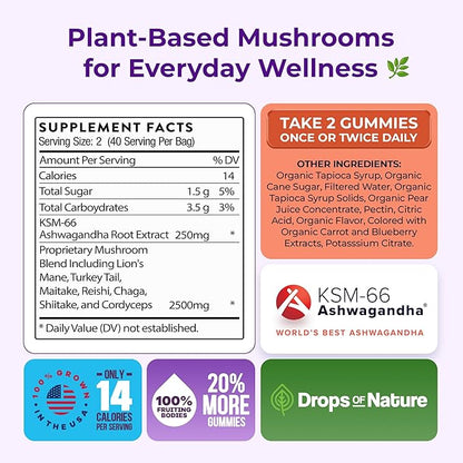 Mushroom Gummies - Organic & Functional with Ashwagandha