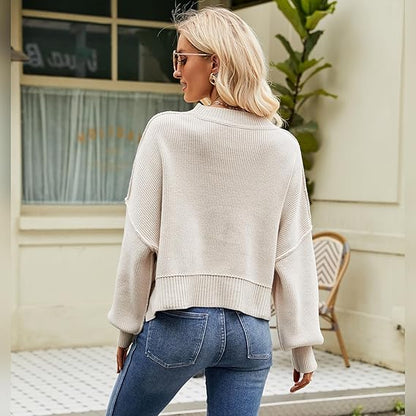 Loose Cropped Round Neck Jumpers