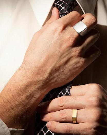 18K Gold Plated Titanium Square Ring
