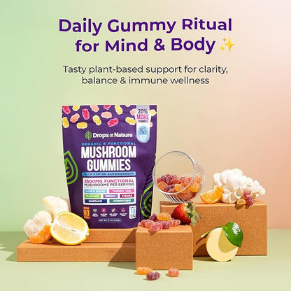 Mushroom Gummies - Organic & Functional with Ashwagandha