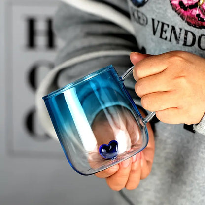 Heart-Shaped Gradient Glass Mugs