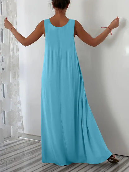 Plus Size A-Line Sleeveless Maxi Dresses
