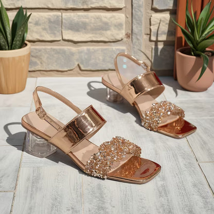 Vera Acrylic Block Heel Rhinestone Sandals